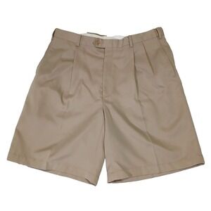 Jos A Bank Golf Shorts Leadbetter Mens 36 Khaki Pleated Pockets Classic‎